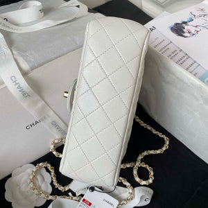 Chanel AS4141 Camellia Embossed With top Handle Bag White - Default Title - View 6