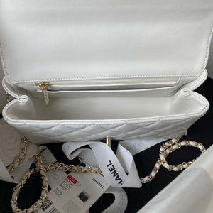 Chanel AS4141 Camellia Embossed With top Handle Bag White - Default Title - View 7