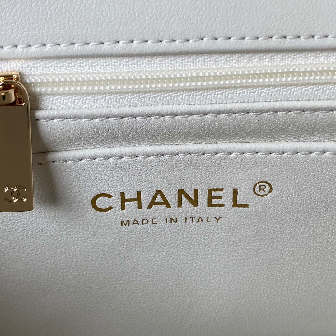 Chanel AS4141 Camellia Embossed With top Handle Bag White - Default Title - View 8