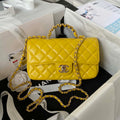 Chanel AS4141 Camellia Embossed With top Handle Bag Yellow - Default Title - View 1