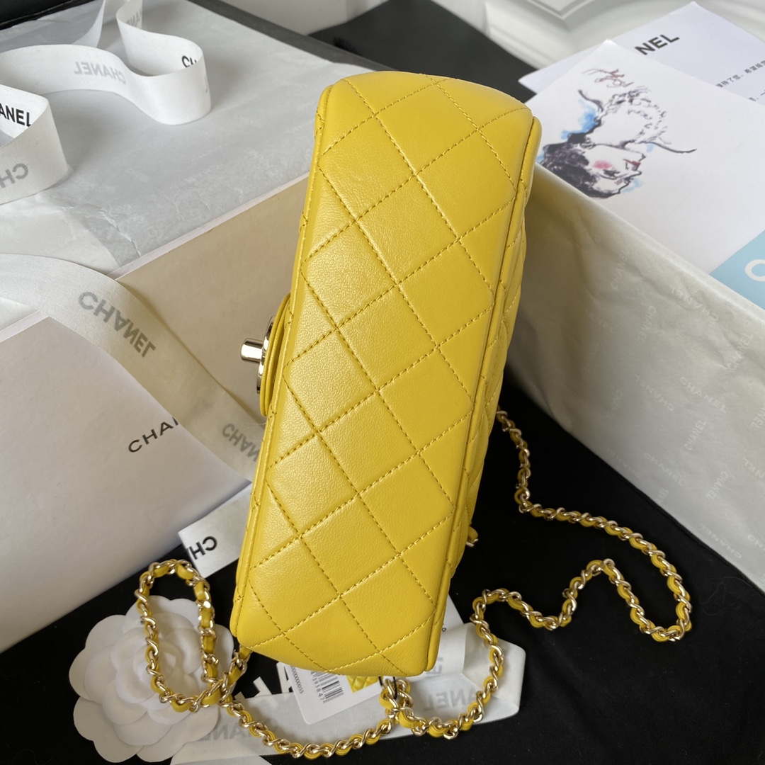 Chanel AS4141 Camellia Embossed With top Handle Bag Yellow - Default Title - View 5