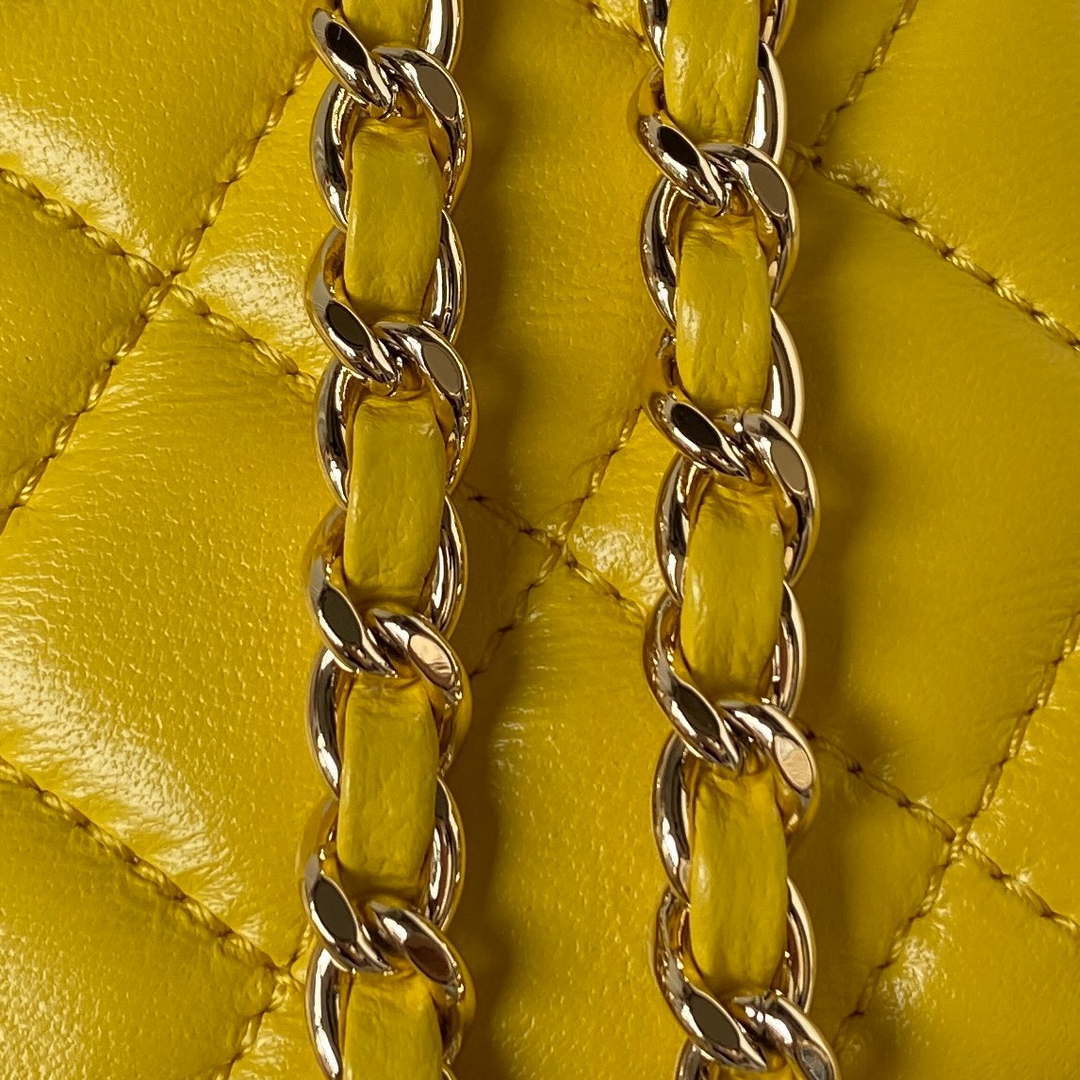 Chanel AS4141 Camellia Embossed With top Handle Bag Yellow - Default Title - View 6