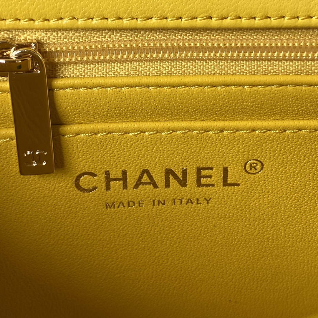 Chanel AS4141 Camellia Embossed With top Handle Bag Yellow - Default Title - View 8