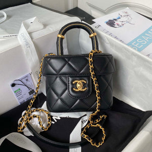 Chanel AS3973 Small Vanity Case Lambskin bag with top handle Black Gold - Default Title - View 1