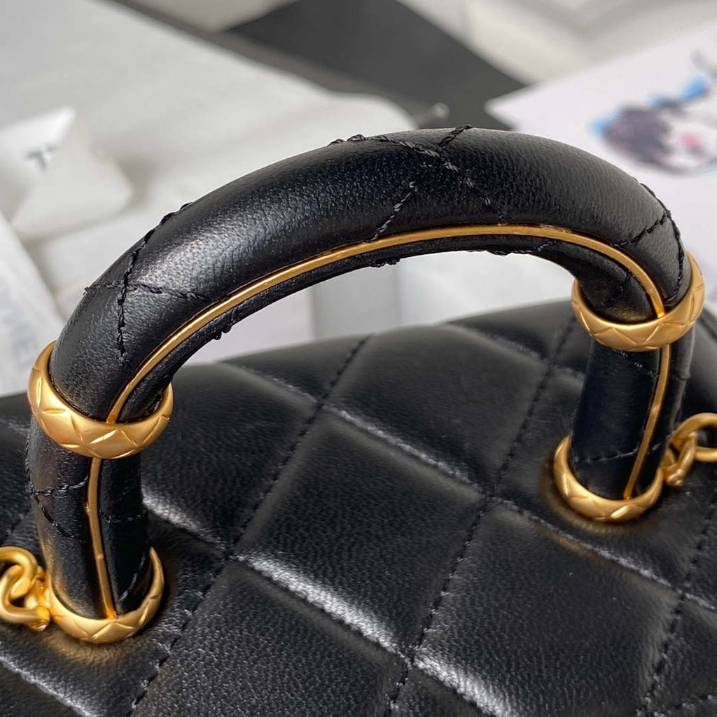 Chanel AS3973 Small Vanity Case Lambskin bag with top handle Black Gold
