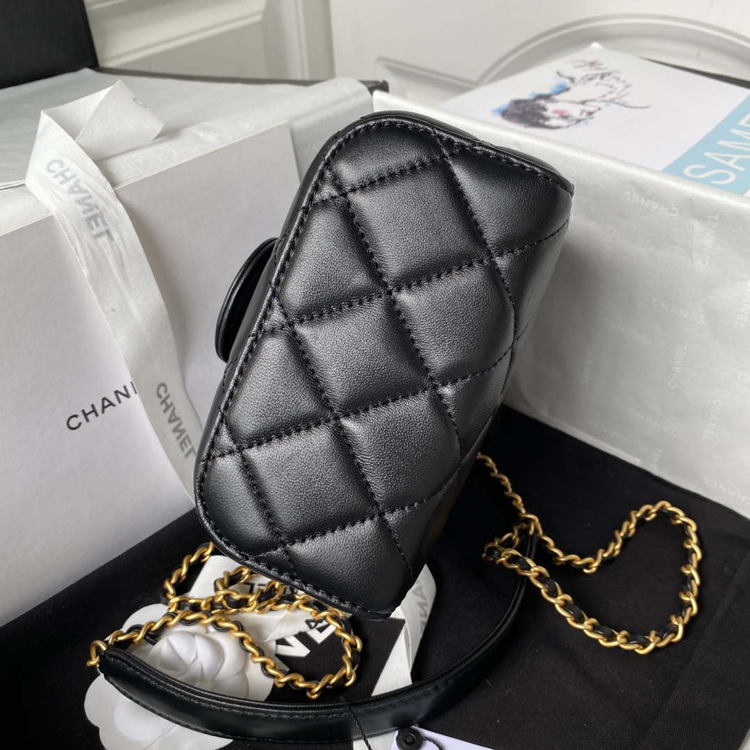 Chanel AS3973 Small Vanity Case Lambskin bag with top handle Black Gold - Default Title - View 5
