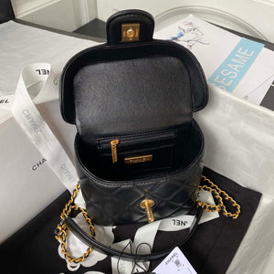 Chanel AS3973 Small Vanity Case Lambskin bag with top handle Black Gold - Default Title - View 6