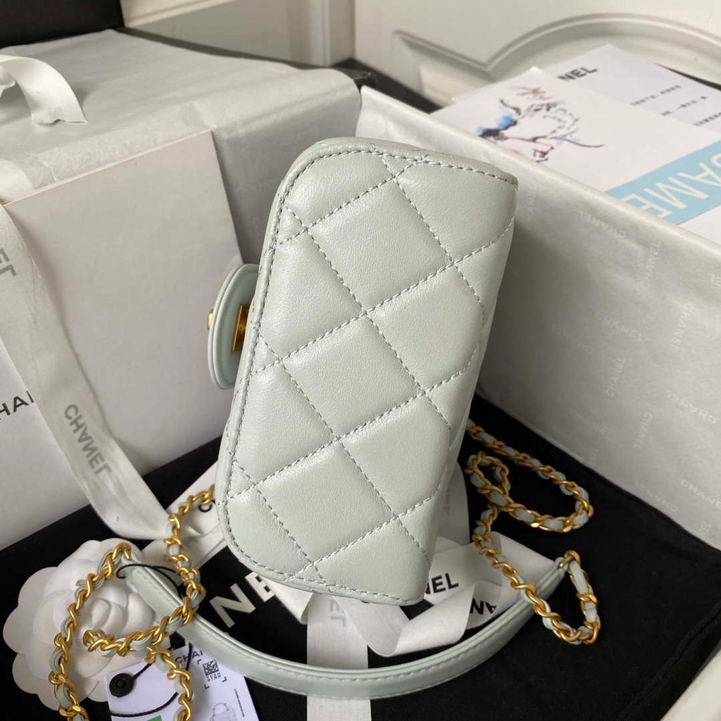Chanel AS3973 Small Vanity Case Lambskin bag with top handle Light Blue