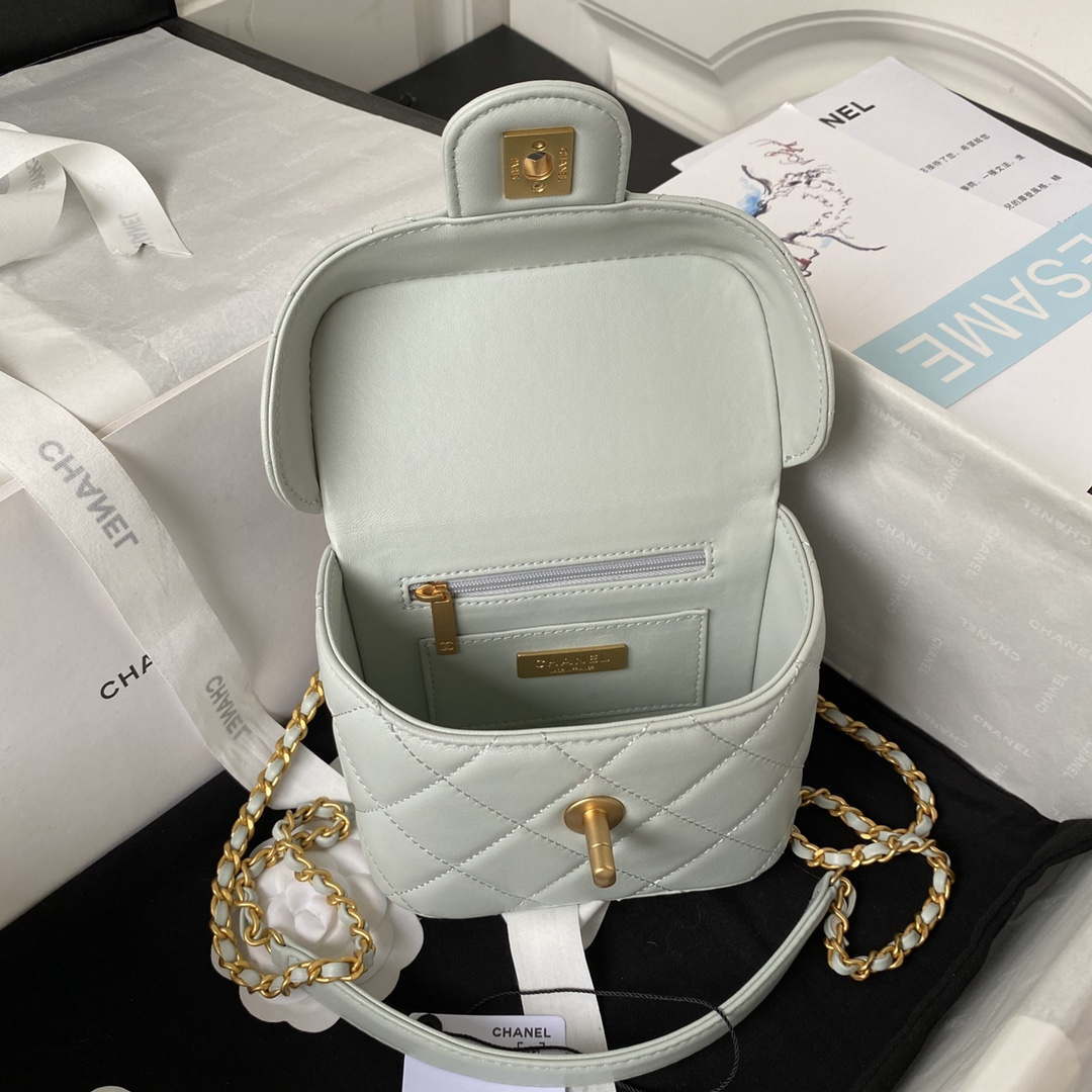 Chanel AS3973 Small Vanity Case Lambskin bag with top handle Light Blue - Default Title - View 7
