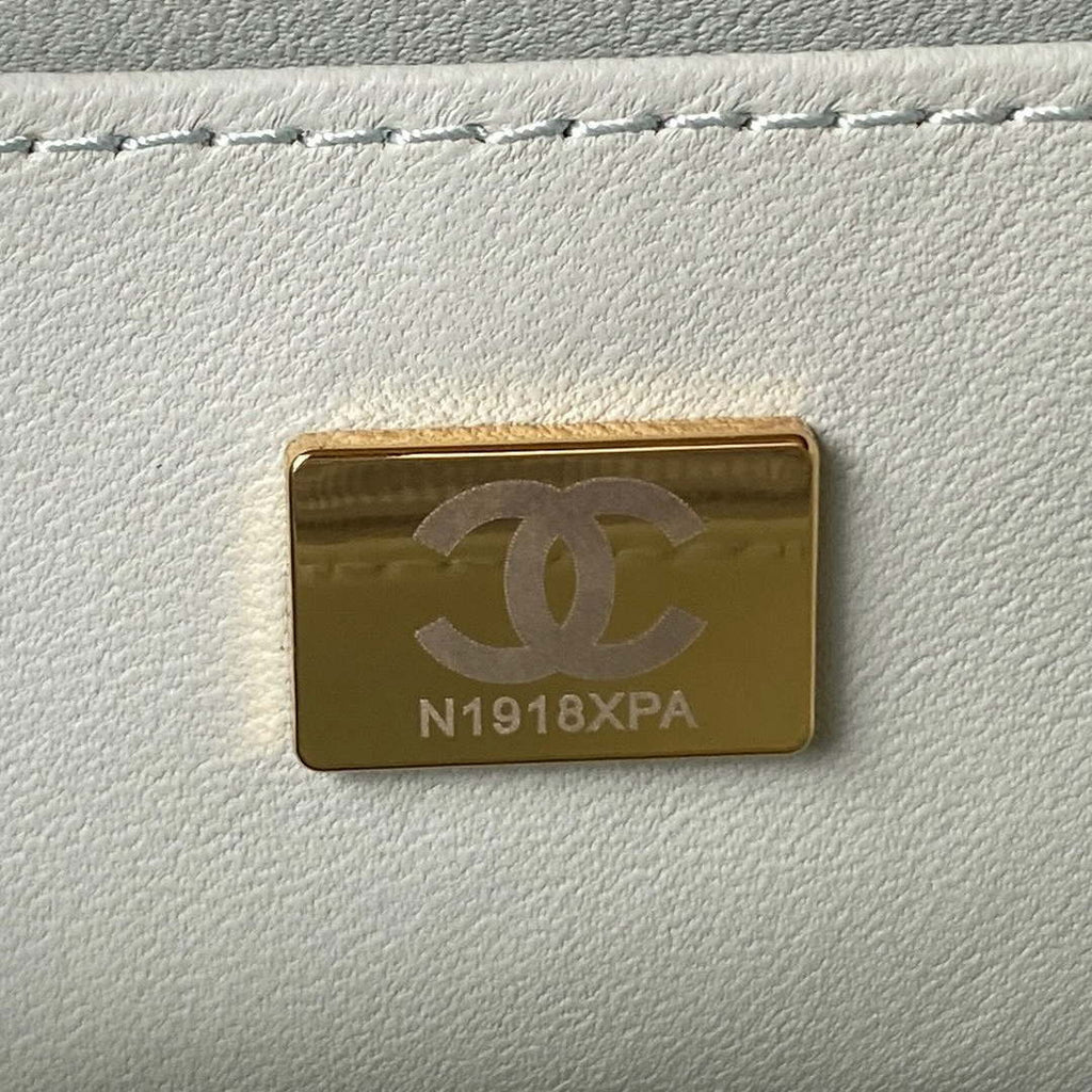 Chanel AS3973 Small Vanity Case Lambskin bag with top handle Light Blue