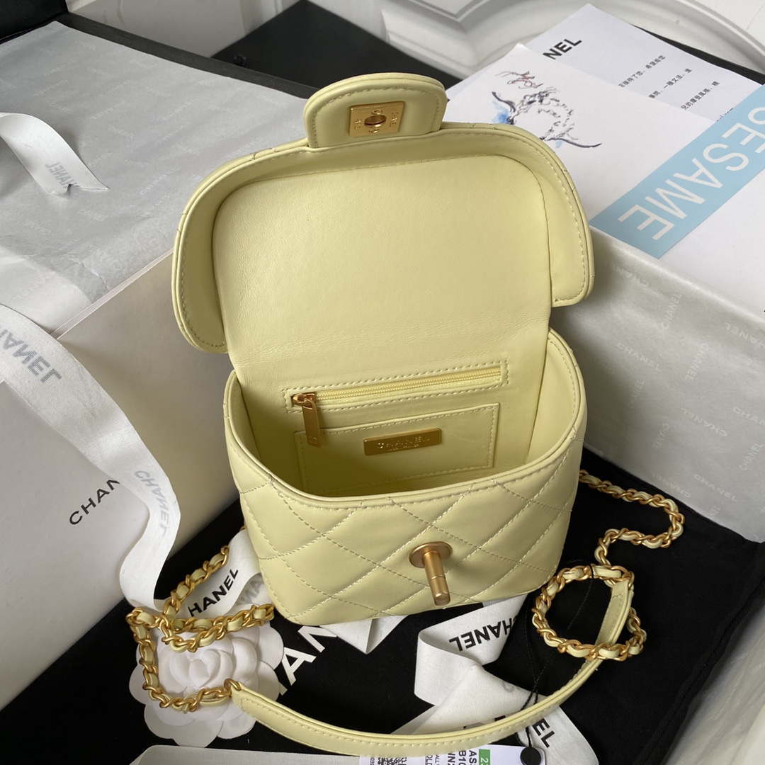 Chanel AS3973 Small Vanity Case Lambskin bag Yellow - Default Title - View 7
