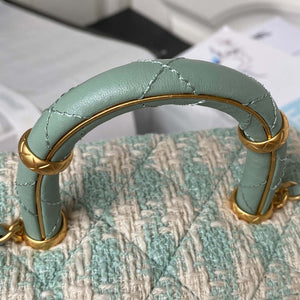 Chanel AS3973 Small Vanity Case Tweed Lambskin & Gold Metal Green & White - Default Title - View 4