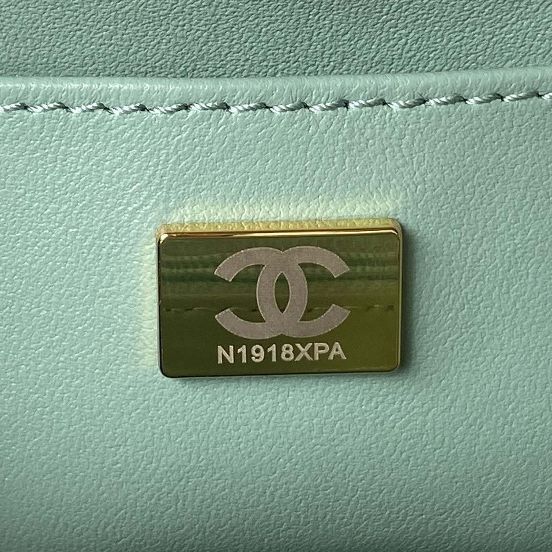 Chanel AS3973 Small Vanity Case Tweed Lambskin & Gold Metal Green & White - Default Title - View 8