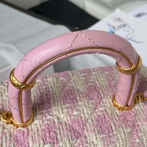 Chanel AS3973 Small Vanity Case Tweed Lambskin & Gold Metal Pink & Ecru - Default Title - View 4