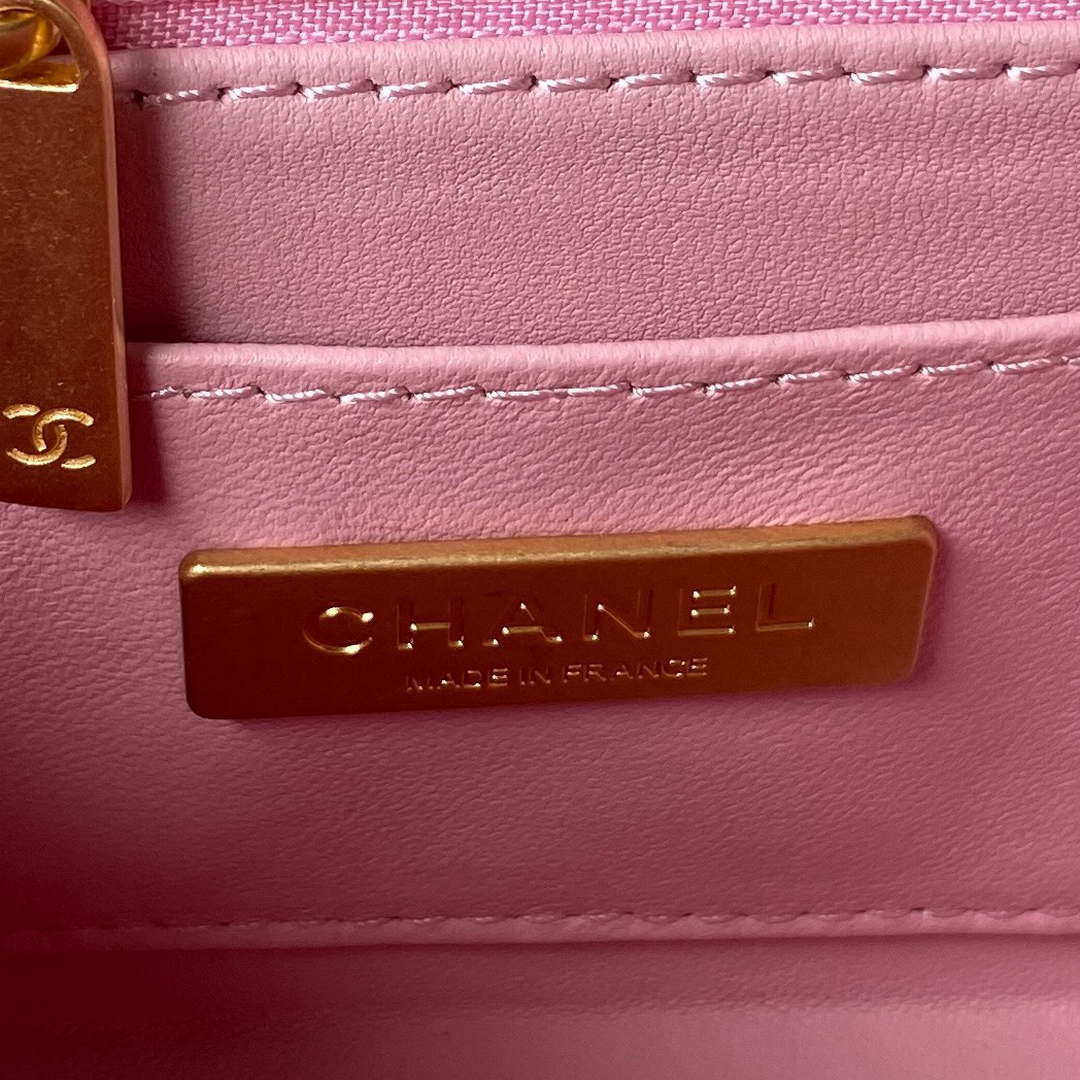 Chanel AS3973 Small Vanity Case Tweed Lambskin & Gold Metal Pink & Ecru - Default Title - View 7