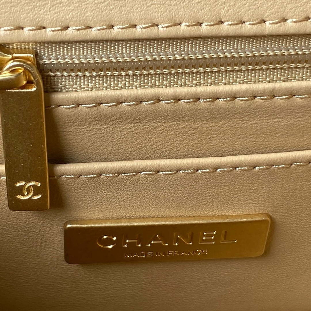 Chanel AS3973 Small Vanity Case Tweed Lambskin & Gold Metal Yellow & White