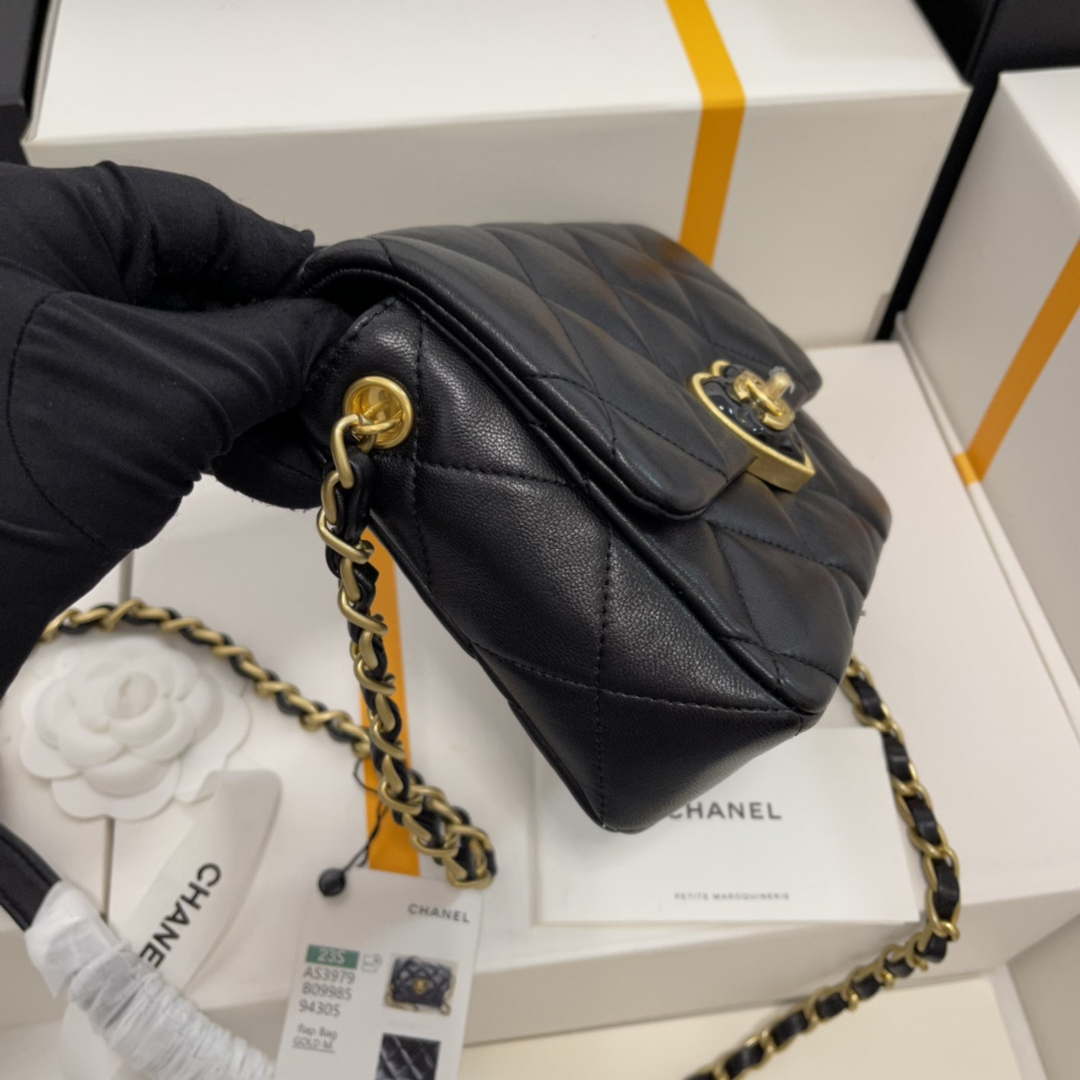 Chanel AS3979 Mini Flap Bag Lambskin Plexi & Gold-Tone Meta Black - Default Title - View 4