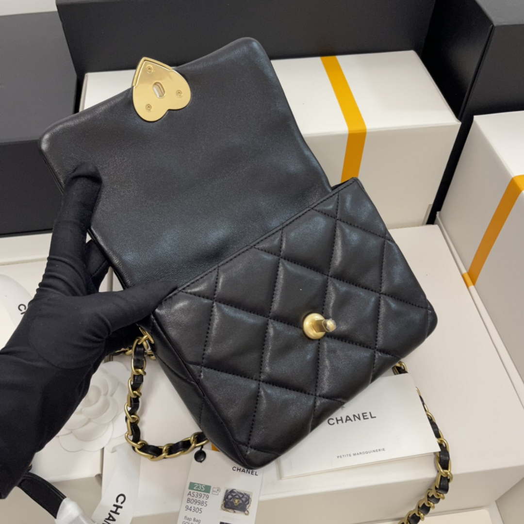 Chanel AS3979 Mini Flap Bag Lambskin Plexi & Gold-Tone Meta Black
