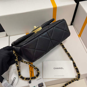 Chanel AS3979 Mini Flap Bag Lambskin Plexi & Gold-Tone Meta Black - Default Title - View 7