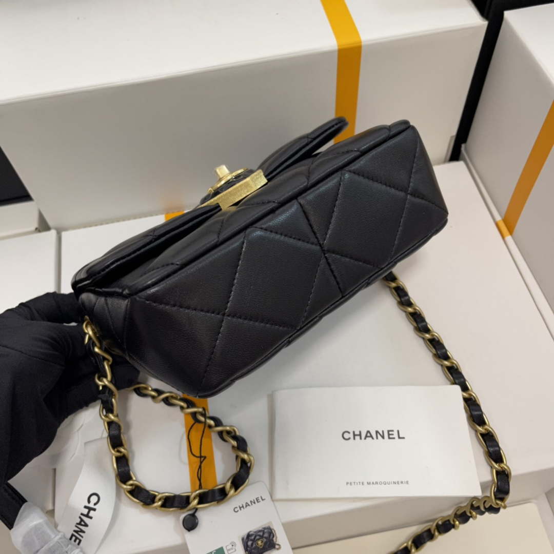 Chanel AS3979 Mini Flap Bag Lambskin Plexi & Gold-Tone Meta Black