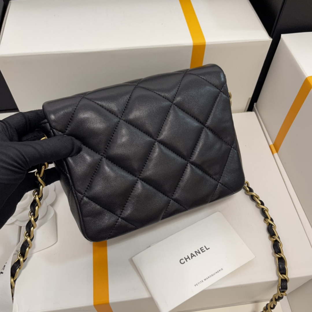 Chanel AS3979 Mini Flap Bag Lambskin Plexi & Gold-Tone Meta Black - Default Title - View 8