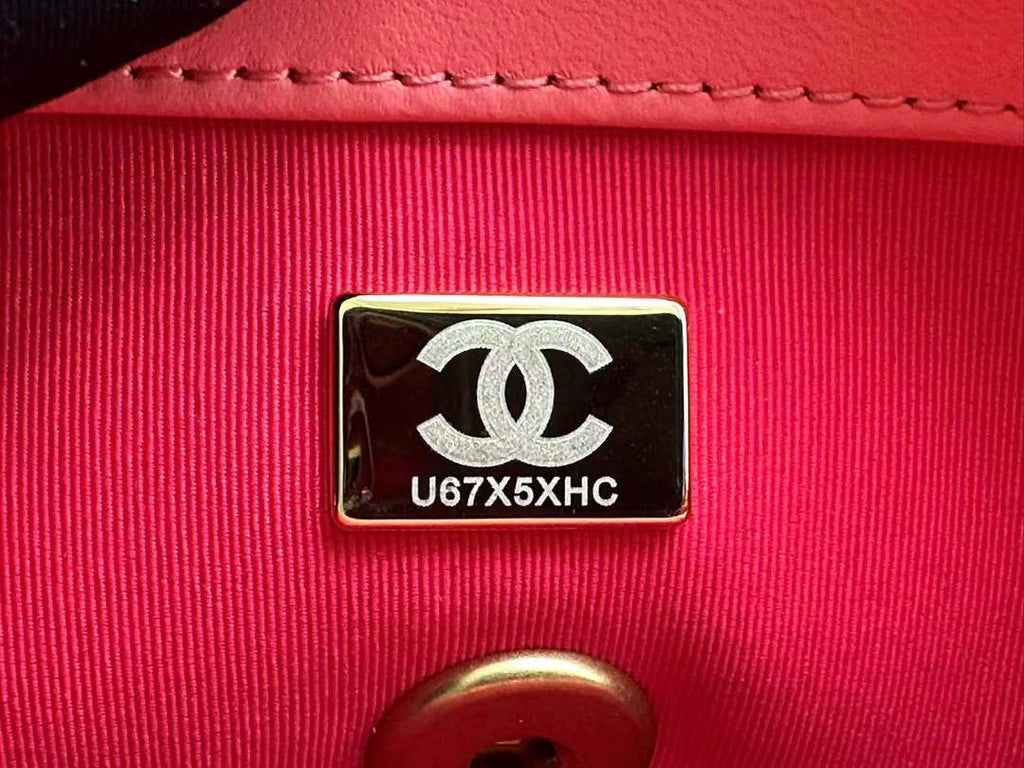 Chanel AS3979 Mini Flap Bag Lambskin Plexi & Gold-Tone Meta Pink