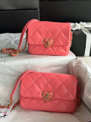 Chanel AS3979 Mini Flap Bag Lambskin Plexi & Gold-Tone Meta Pink - Default Title - View 10