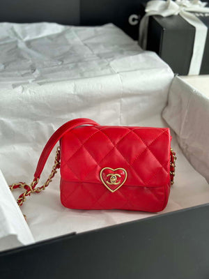 Chanel AS3979 Mini Flap Bag Lambskin Plexi & Gold-Tone Meta Red - Default Title - View 1