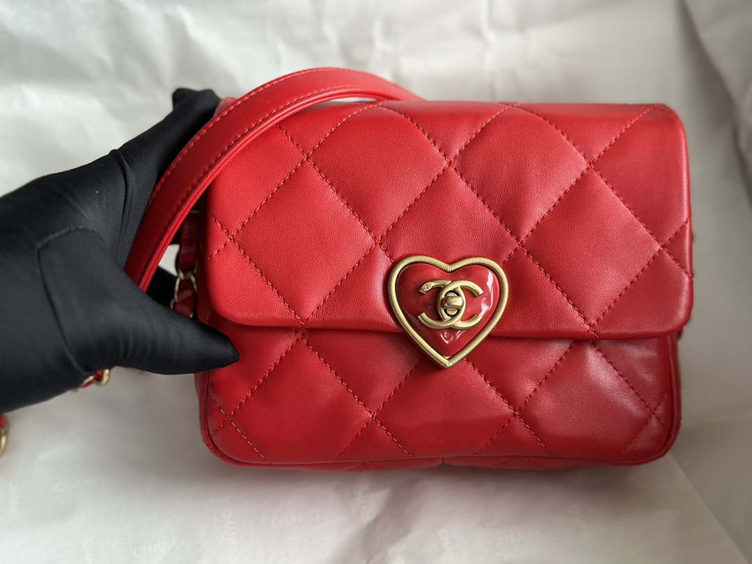 Chanel AS3979 Mini Flap Bag Lambskin Plexi & Gold-Tone Meta Red - Default Title - View 2