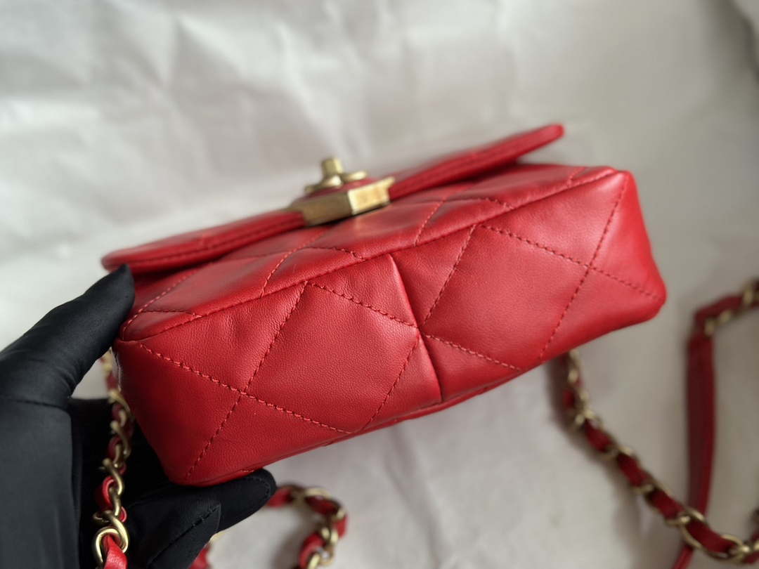 Chanel AS3979 Mini Flap Bag Lambskin Plexi & Gold-Tone Meta Red - Default Title - View 6
