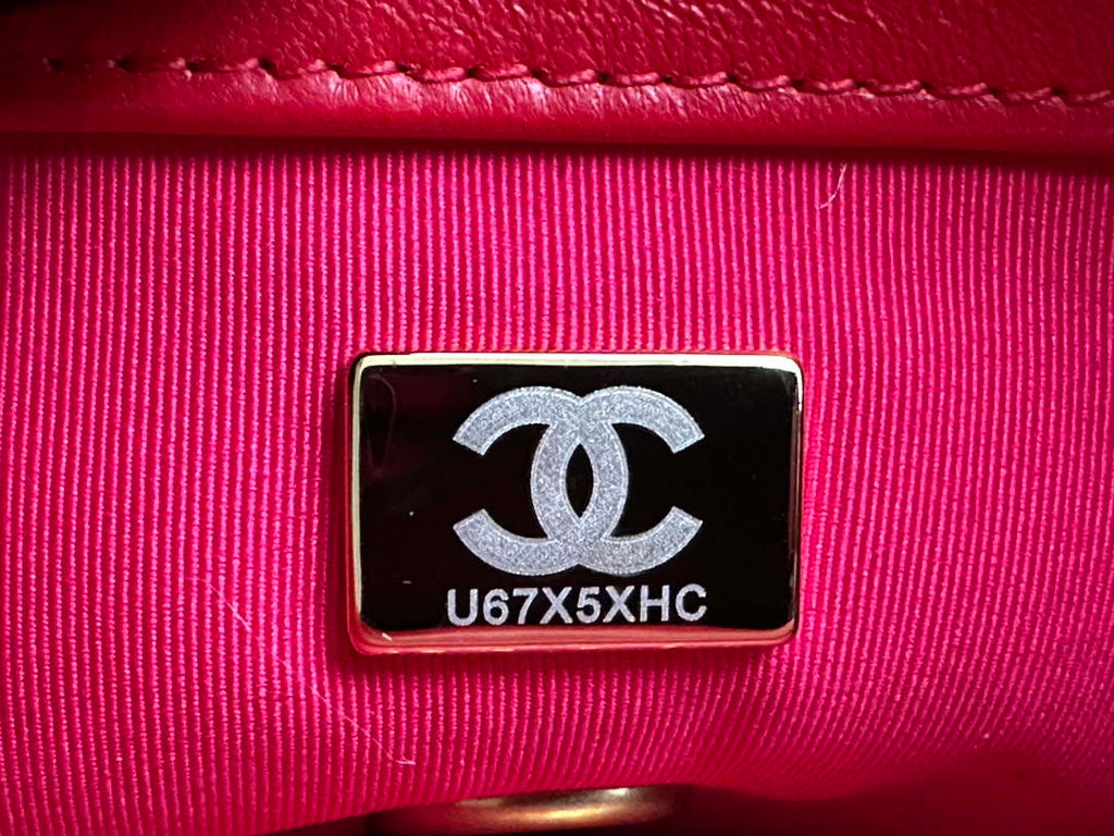 Chanel AS3979 Mini Flap Bag Lambskin Plexi & Gold-Tone Meta Red
