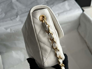 Chanel AS3979 Mini Flap Bag Lambskin Plexi & Gold-Tone Meta White - Default Title - View 3