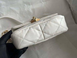 Chanel AS3979 Mini Flap Bag Lambskin Plexi & Gold-Tone Meta White - Default Title - View 6