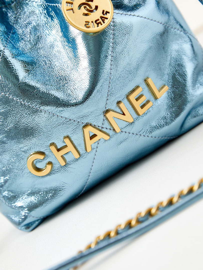 Chanel AS3980 22 Mini Handbag Fantasy color Calfskin & Gold-Tone Metal Blue - Default Title - View 2