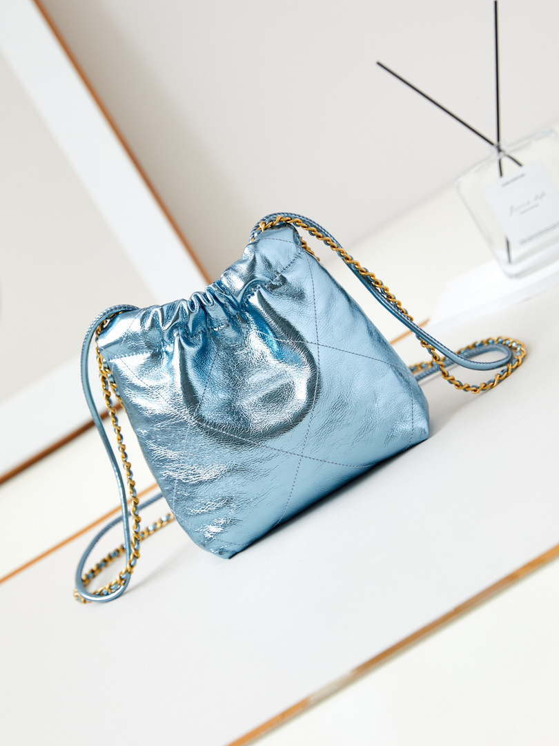 Chanel AS3980 22 Mini Handbag Fantasy color Calfskin & Gold-Tone Metal Blue - Default Title - View 5