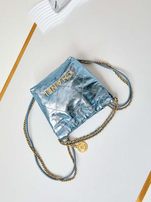 Chanel AS3980 22 Mini Handbag Fantasy color Calfskin & Gold-Tone Metal Blue - Default Title - View 7