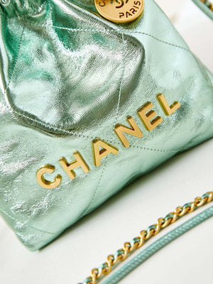 Chanel AS3980 22 Mini Handbag Fantasy color Calfskin & Gold-Tone Metal Green - Default Title - View 2