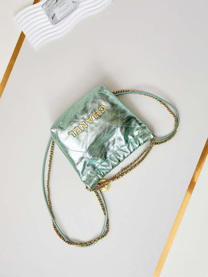 Chanel AS3980 22 Mini Handbag Fantasy color Calfskin & Gold-Tone Metal Green - Default Title - View 7