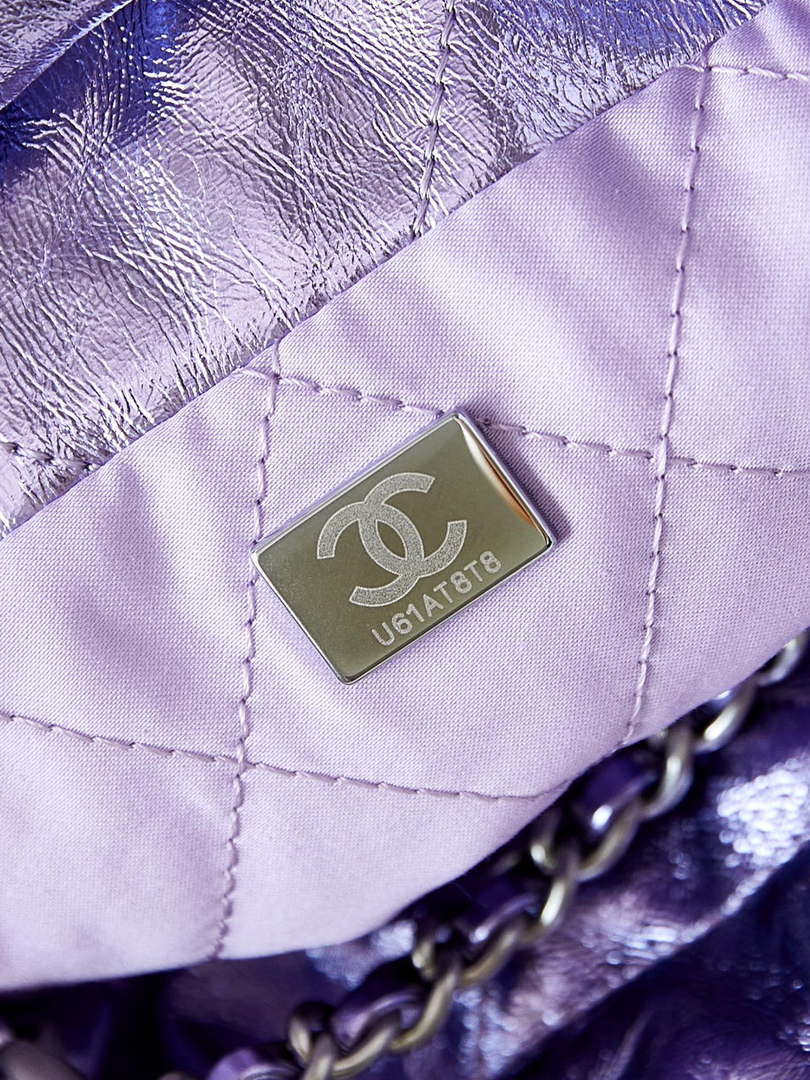 Chanel AS3980 22 Mini Handbag Fantasy color Calfskin & Gold-Tone Metal Purple