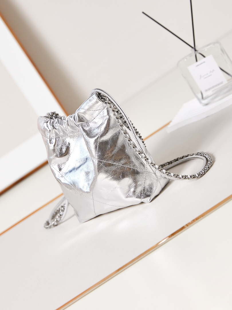 Chanel AS3980 22 Mini Handbag Fantasy color Calfskin & Silver-Tone Metal Silver - Default Title - View 4