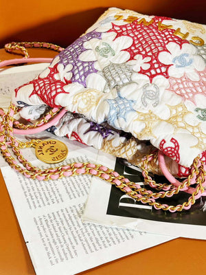 Chanel AS3980 22 Mini Handbag Lace Patchwork & Gold-Tone Metal Multicolour - Default Title - View 5