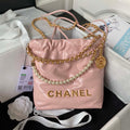 Chanel AS3980 22 Mini Handbag Shiny Calfskin & Gold-Tone Metal Pink - Default Title - View 1