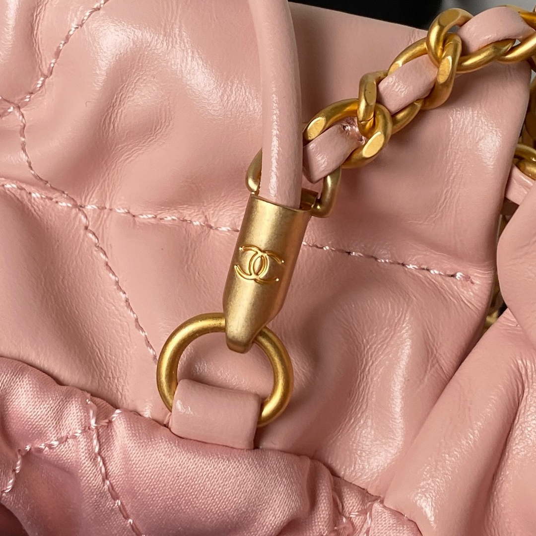 Chanel AS3980 22 Mini Handbag Shiny Calfskin & Gold-Tone Metal Pink - Default Title - View 7