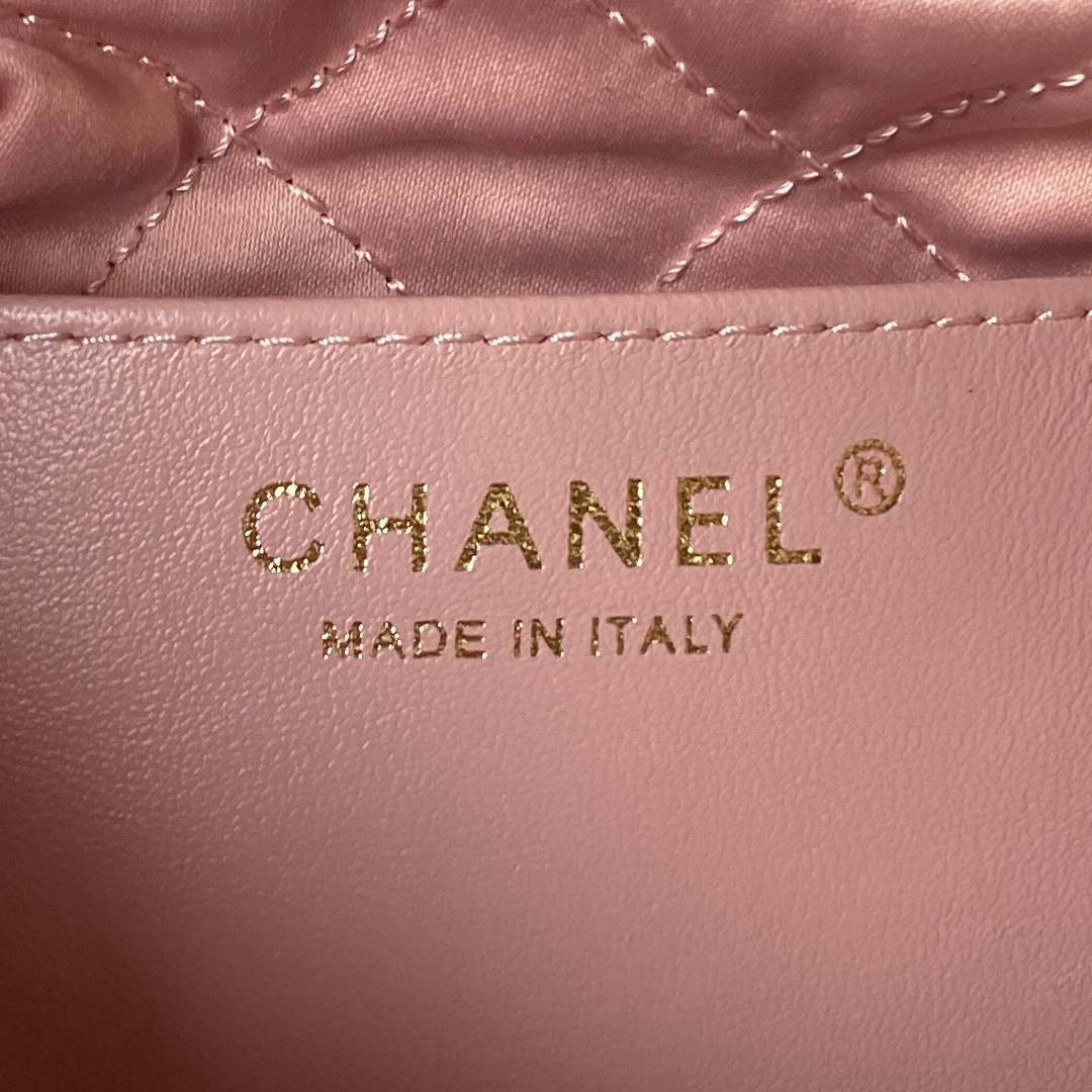 Chanel AS3980 22 Mini Handbag Shiny Calfskin & Gold-Tone Metal Pink - Default Title - View 8