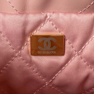 Chanel AS3980 22 Mini Handbag Shiny Calfskin & Gold-Tone Metal Pink - Default Title - View 9