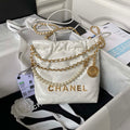 Chanel AS3980 22 Mini Handbag Shiny Calfskin & Gold-Tone Metal White - Default Title - View 1
