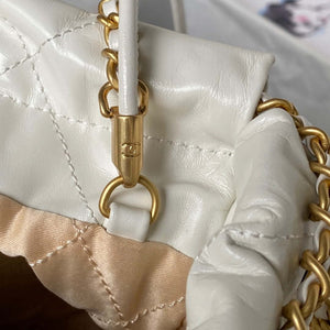 Chanel AS3980 22 Mini Handbag Shiny Calfskin & Gold-Tone Metal White - Default Title - View 7
