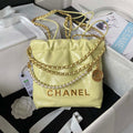 Chanel AS3980 22 Mini Handbag Shiny Calfskin & Gold-Tone Metal Yellow - Default Title - View 1
