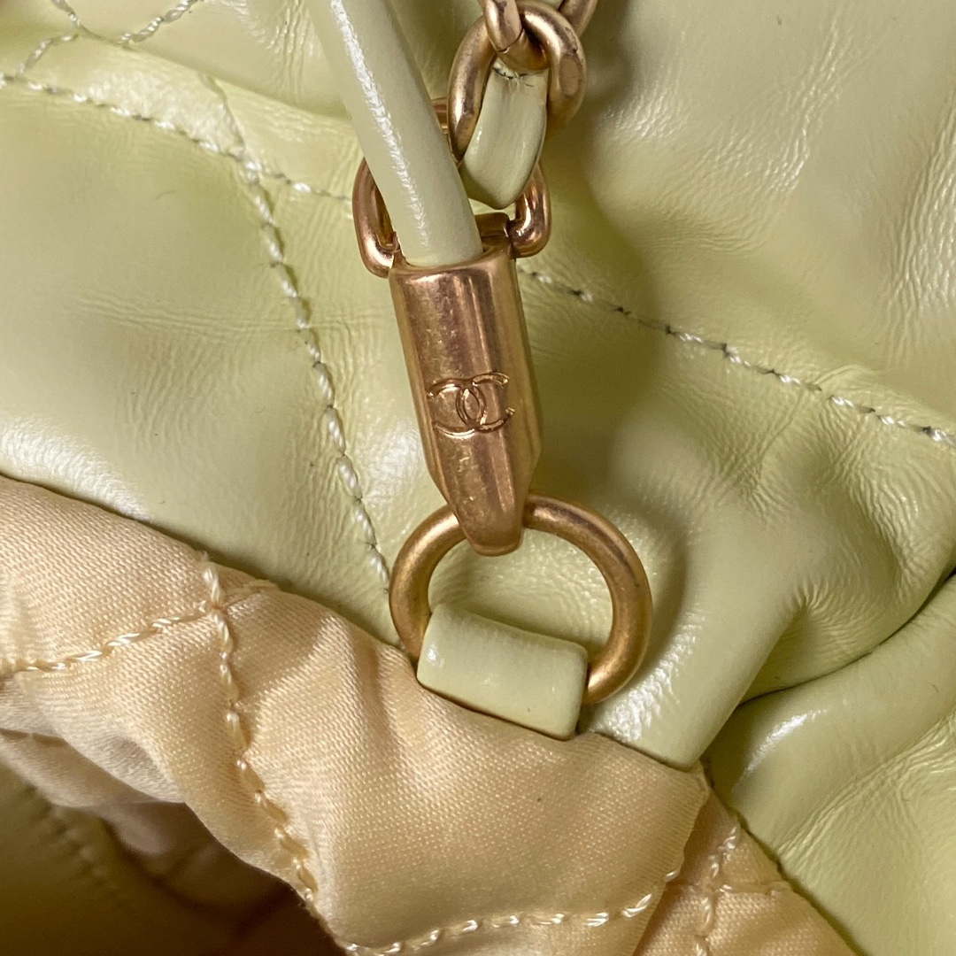 Chanel AS3980 22 Mini Handbag Shiny Calfskin & Gold-Tone Metal Yellow - Default Title - View 7