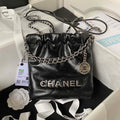 Chanel AS3980 22 Mini Handbag Shiny Calfskin & Silver-Tone Metal Black - Default Title - View 1